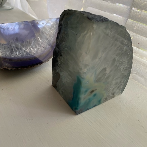 Natural Geode Bookends. Paperweights. Purple or blue agate pieces. Brazilian - Picture 12 of 16